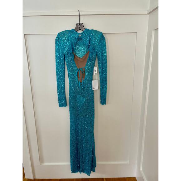 Self-Portrait Beaded Blue Maxi‎ Dress US Size 2 - Picture 3 of 4